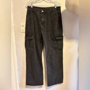 Black Denim Cargo Jeans